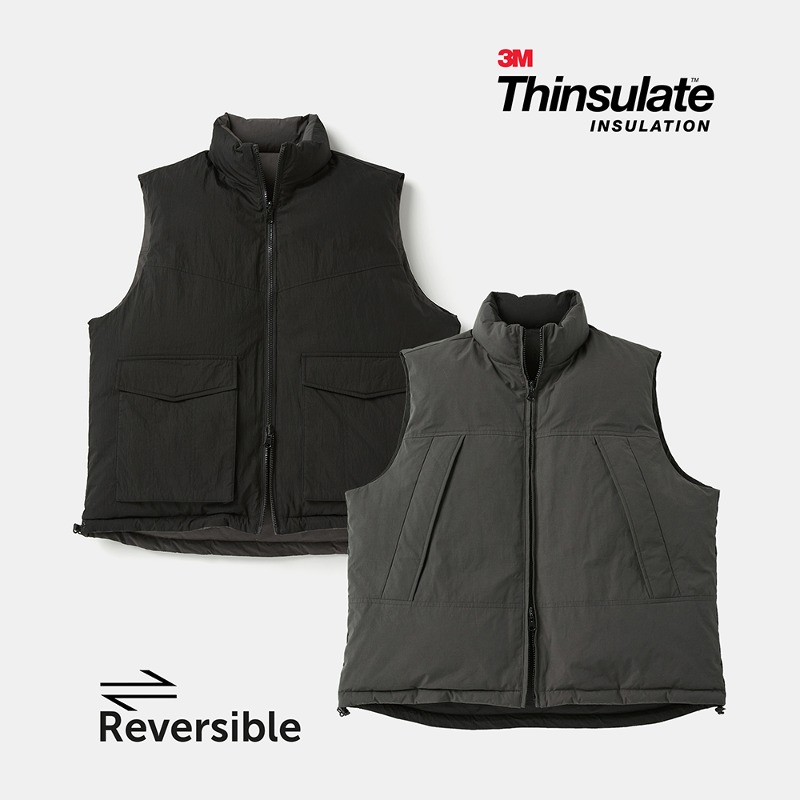 [3M Thinsulate] Reversible LEVEL7 Padding Vest DARK GREY