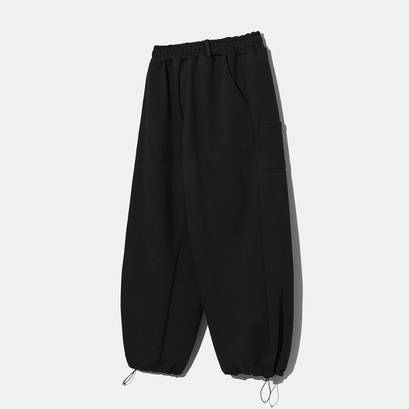 Side Pocket Wide Terry Sweat Pants BLACK