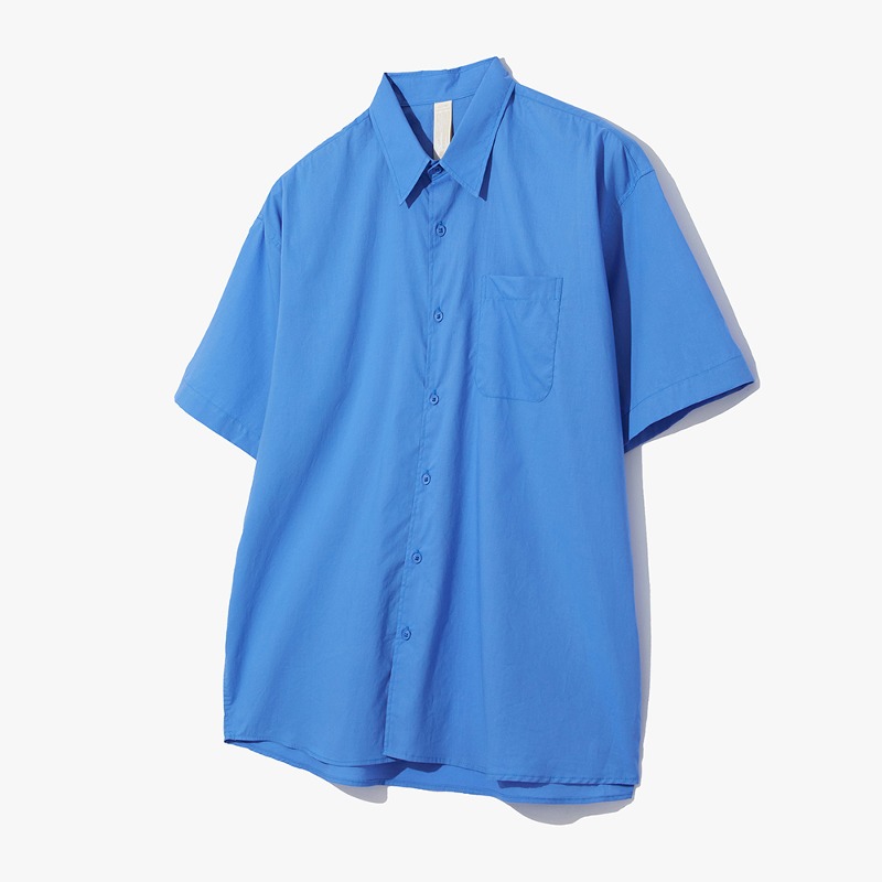 Overfit soft cotton half shirt BLUE
