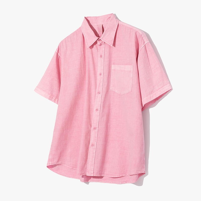 Overfit Pigment Dyed Half Shirt DUSTY PINK