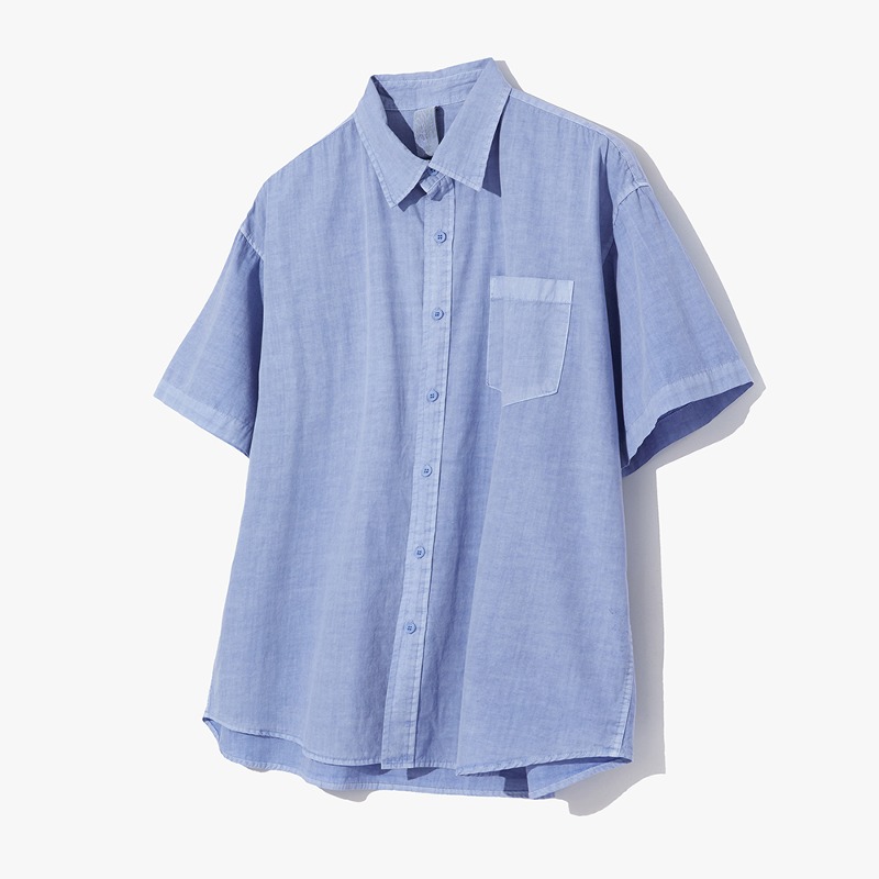 Overfit Pigment Dyed Half Shirt SKY