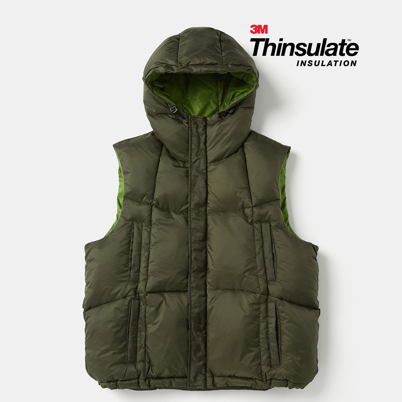 [3M Thinsulate] Mountian Hooded Padding Vest KHAKI