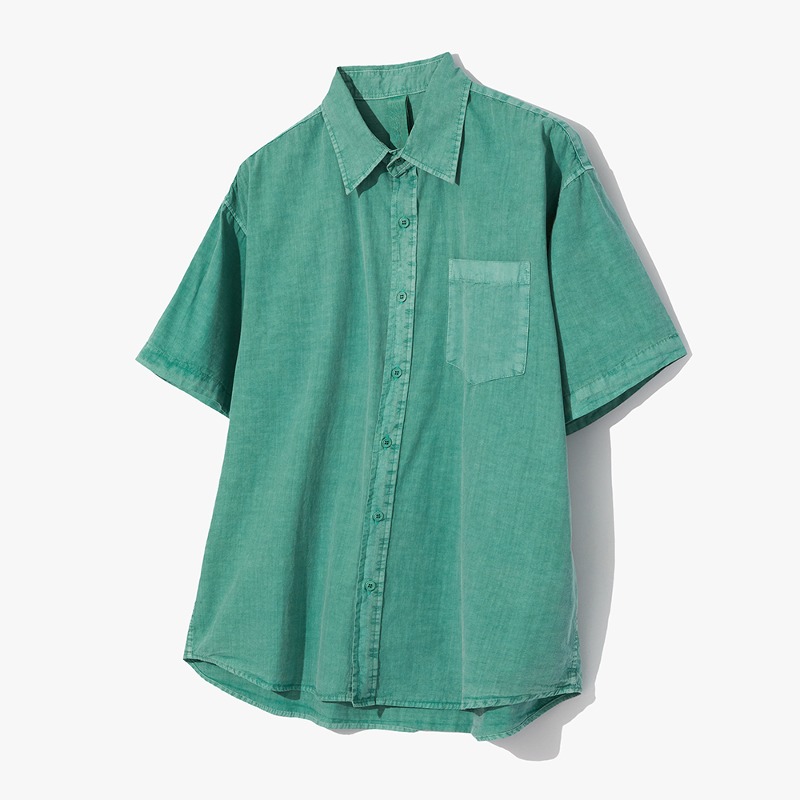Overfit Pigment Dyed Half Shirt EMERALD