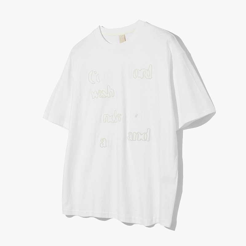 Lettering Embroidery T-shirt WHITE